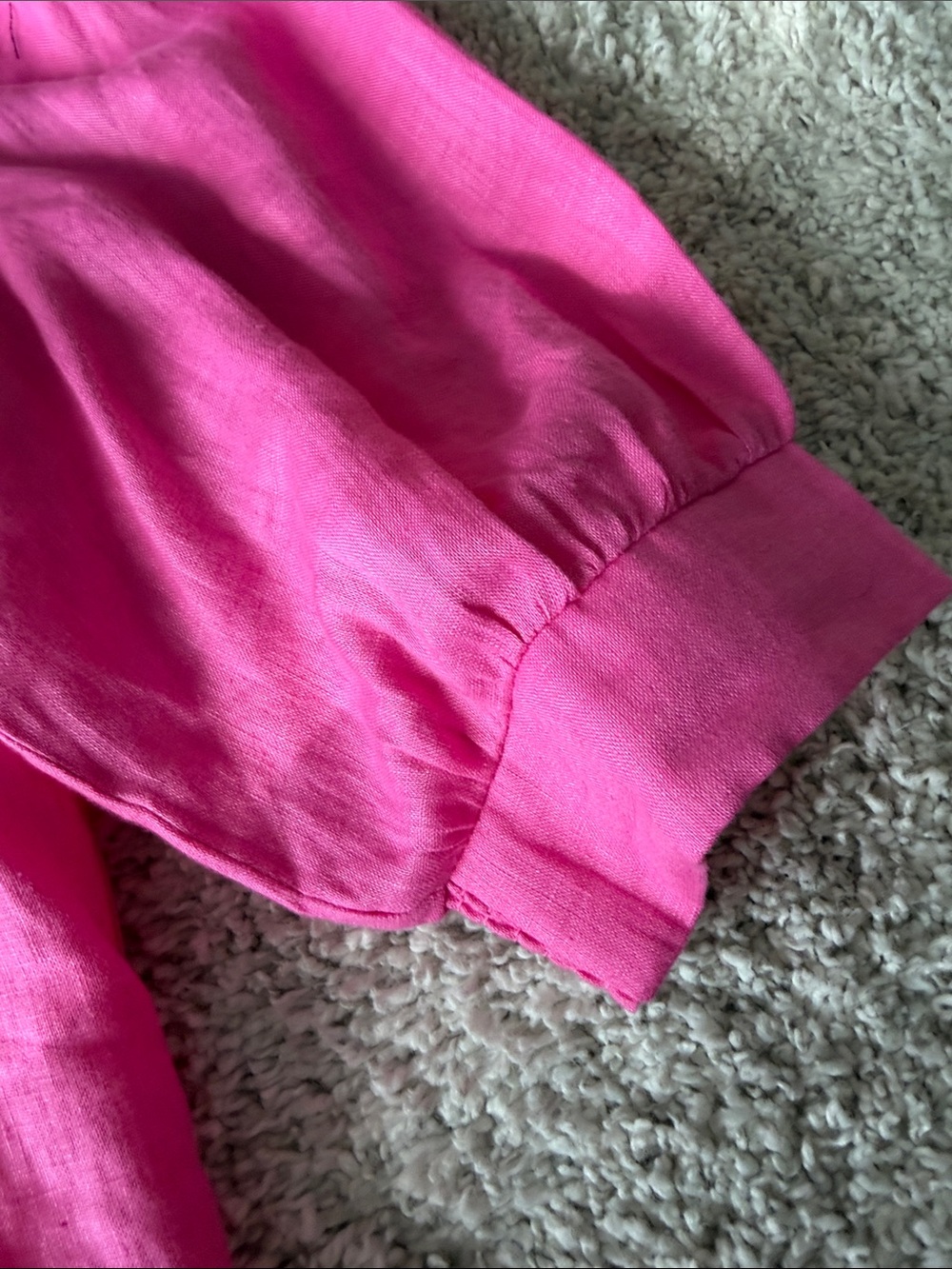 Boden Bright Pink Smocked Linen Button-Down Blouse - Picture 5 of 8